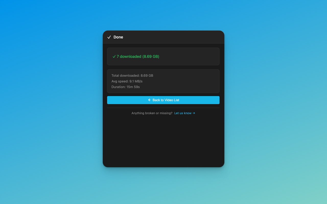 Done: every Vimeo original saved to your Chrome downloads folder